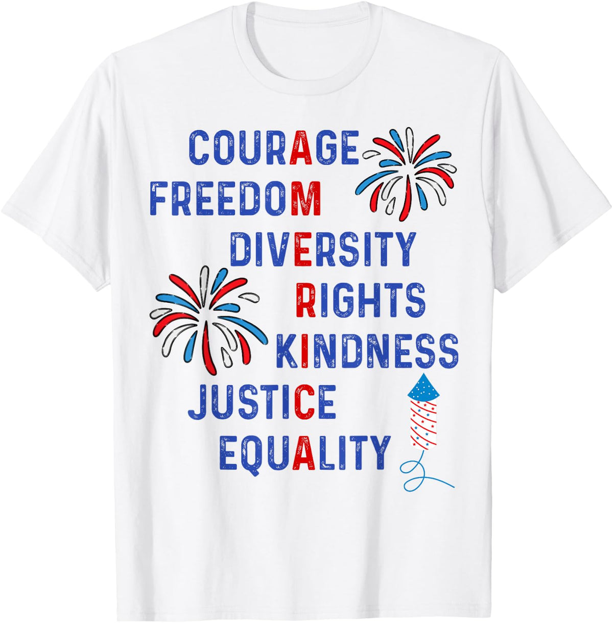 Courage Freedom Diversity Rights Kindness Justice Equality T-Shirt - White