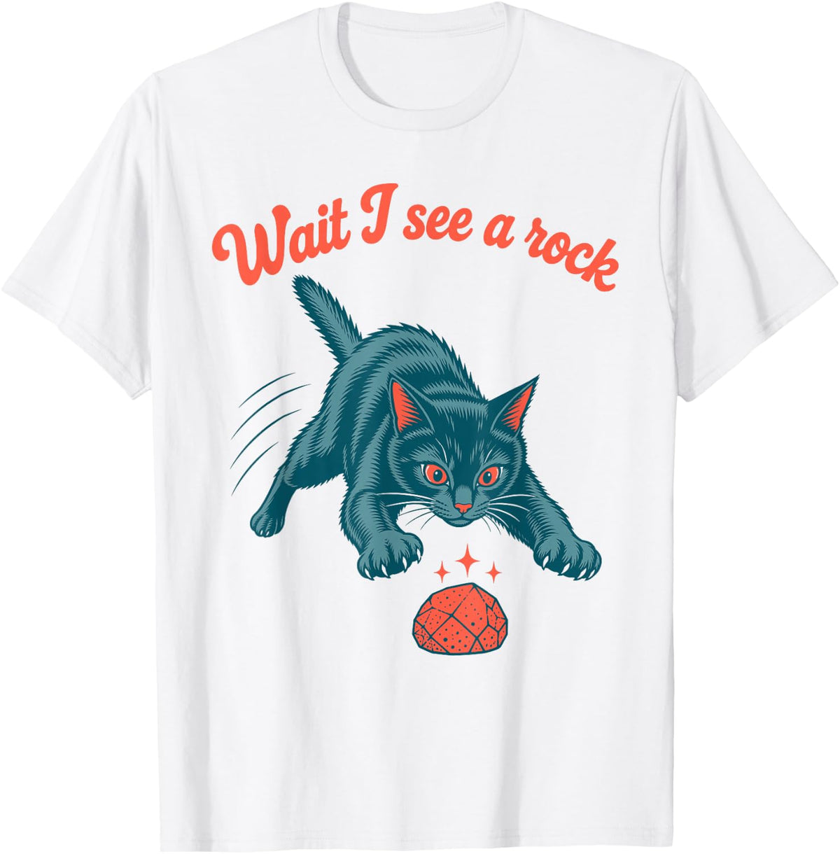 Wait I See A Rock Geology Cat T-Shirt - White