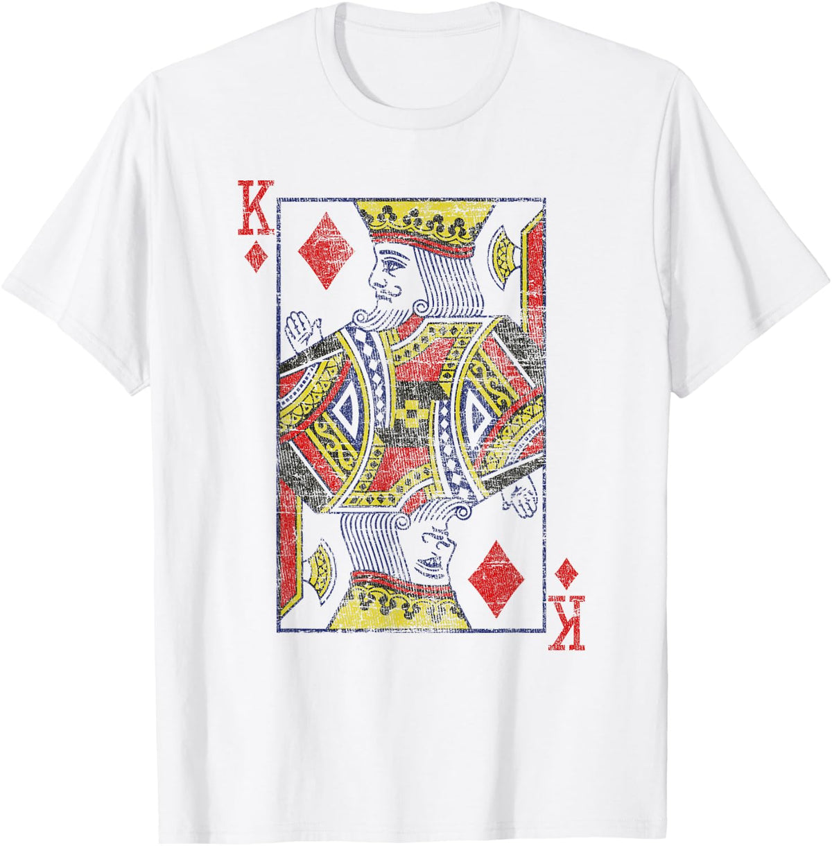 King Of Diamonds Playing Card Costume Poker Distressed T-Shirt - White
