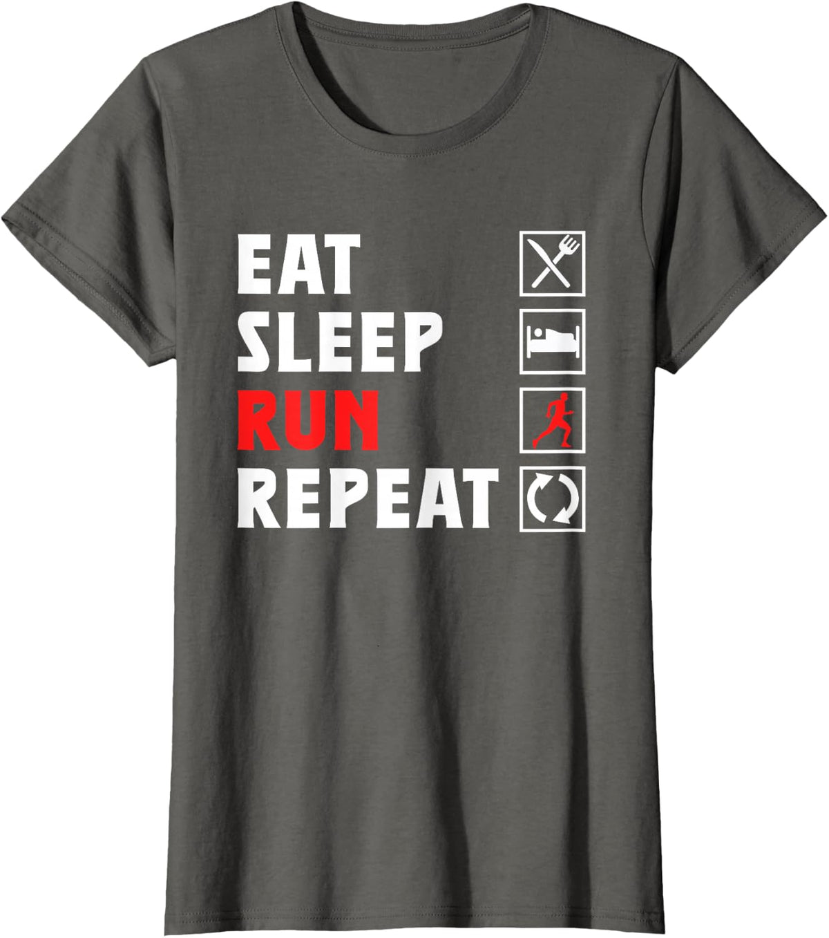 Eat Sleep Run Repeat Jogging Running Runner Jogging Running T-Shirt - Asphalt Grey