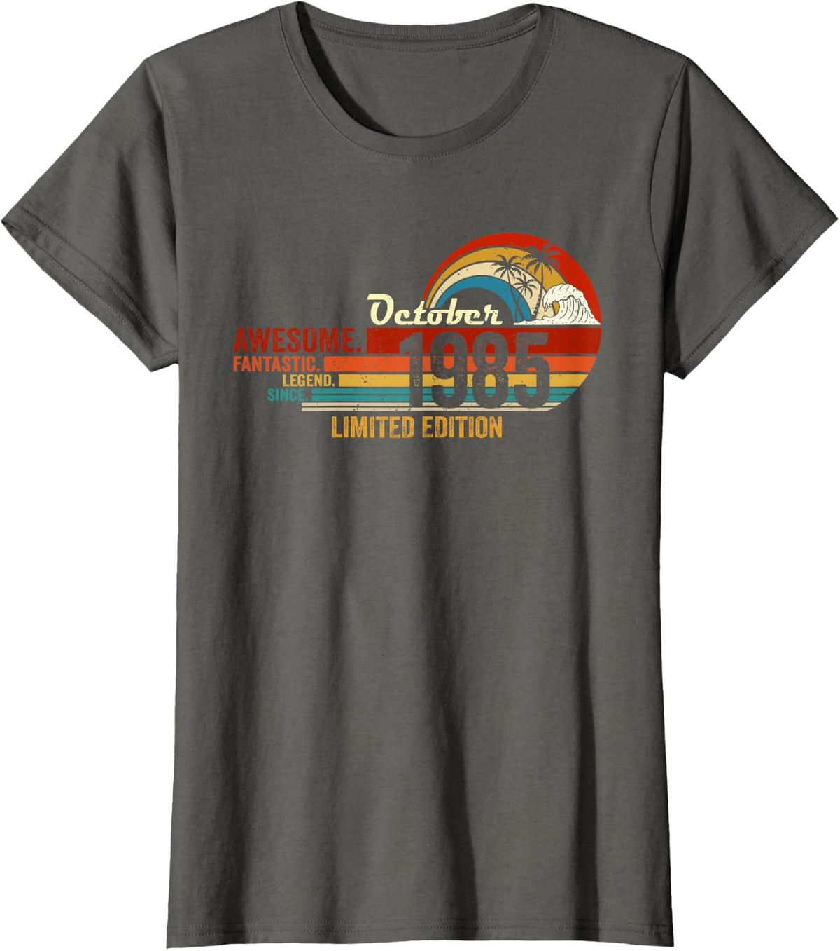 Awesome Since October 1985 Gift Birthday Since October 1985 T-Shirt - Asphalt Grey