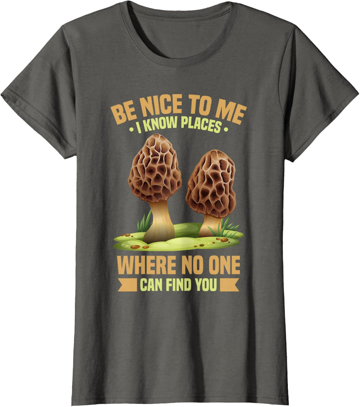 Funny Morel Hunter T-Shirt - Asphalt Grey