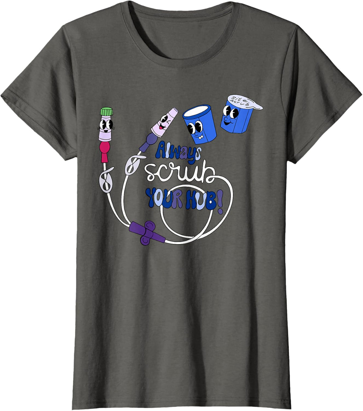 Scrub Your Hub Heme Onc Nurse Clinical Preceptor Instructor T-Shirt - Asphalt Grey