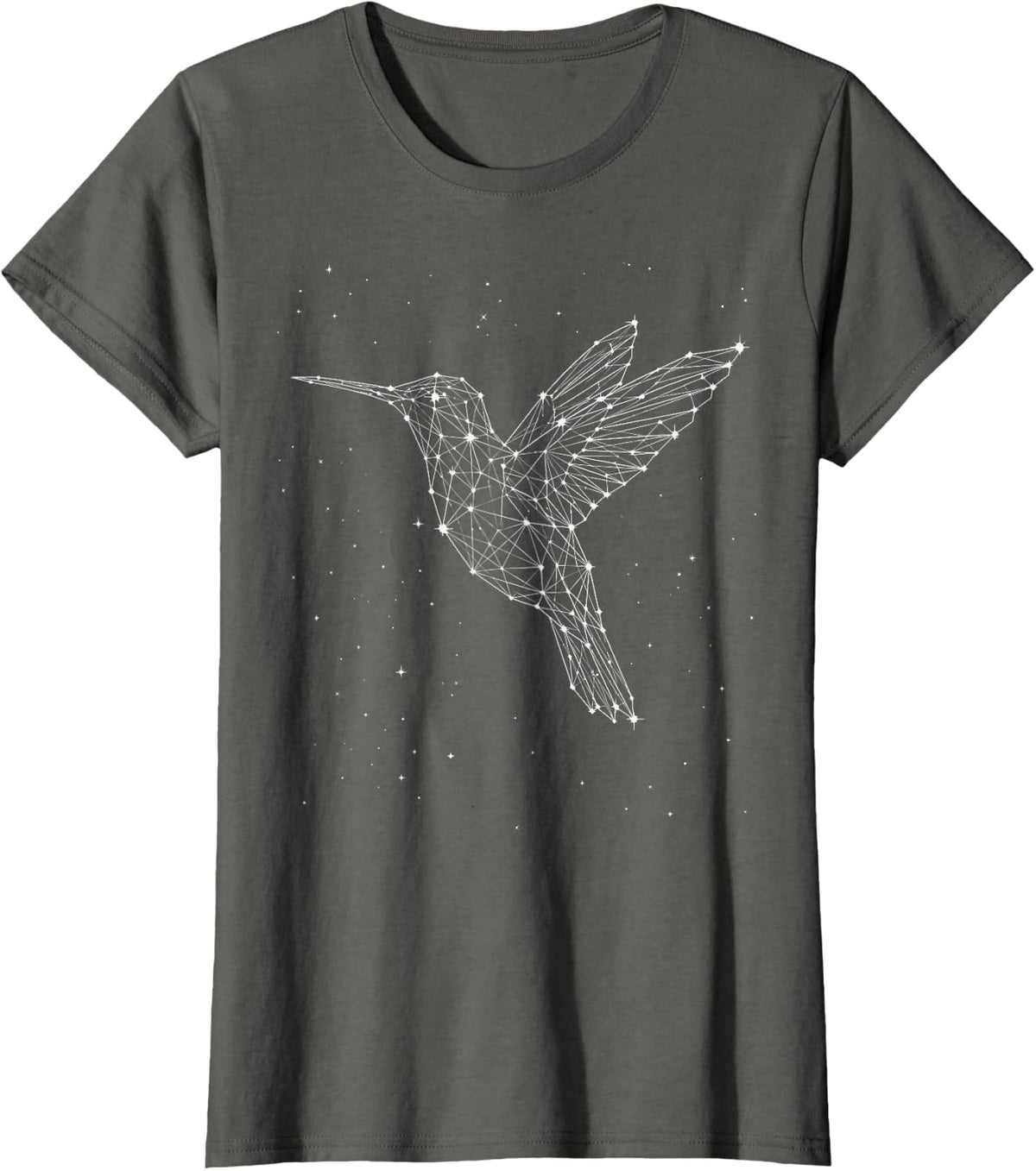 Hummingbird Constellation Bird Animal Line Art Geometric T-Shirt - Asphalt Grey