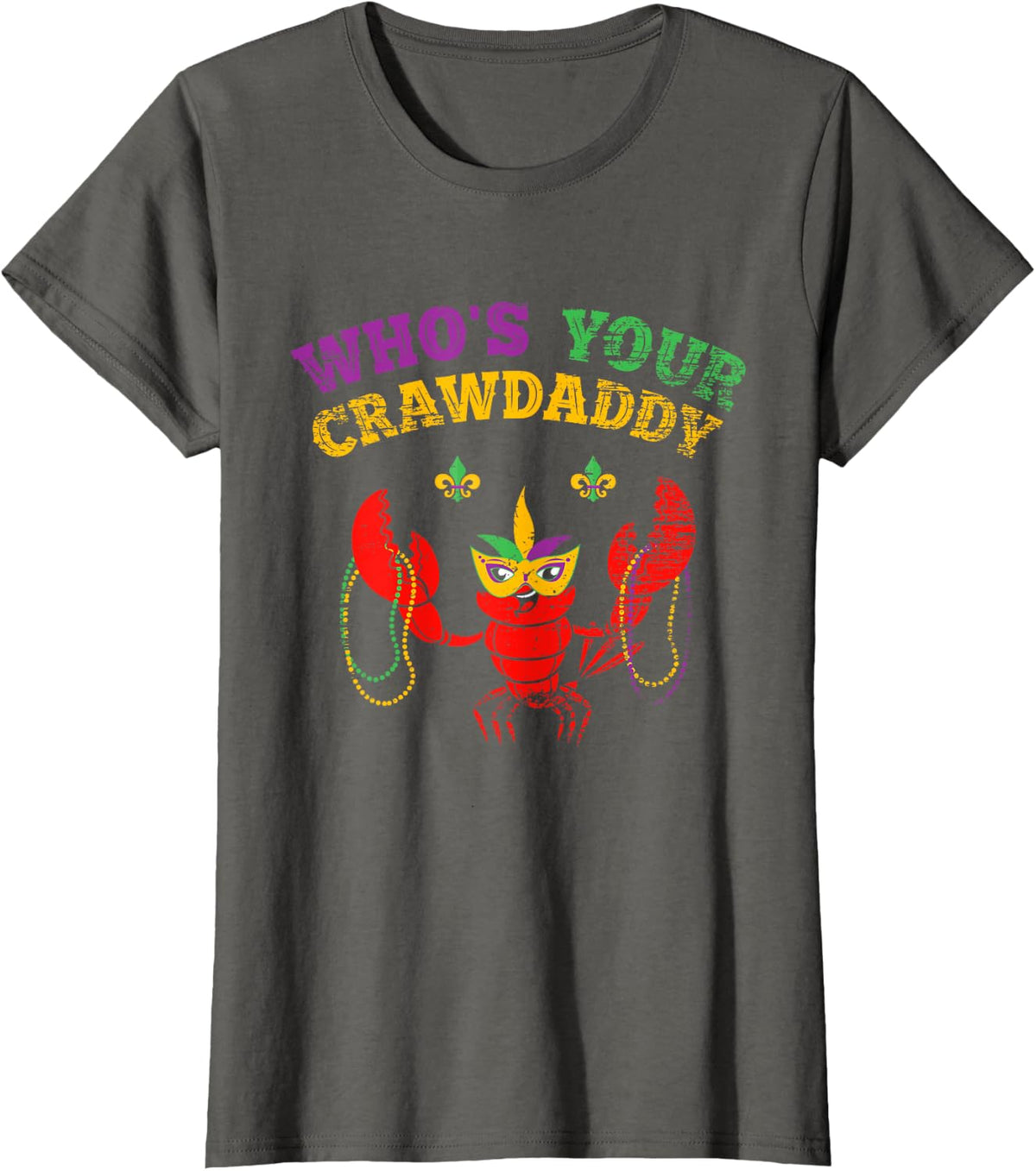 Who's Your Crawdaddy Crawfish Beads Jester Mardi Gras T-Shirt - Asphalt Grey