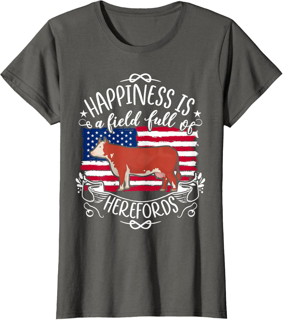 Funny Hereford Cow Farmer Hereford Rencher Cattle Bull Beef T-Shirt - Asphalt Grey