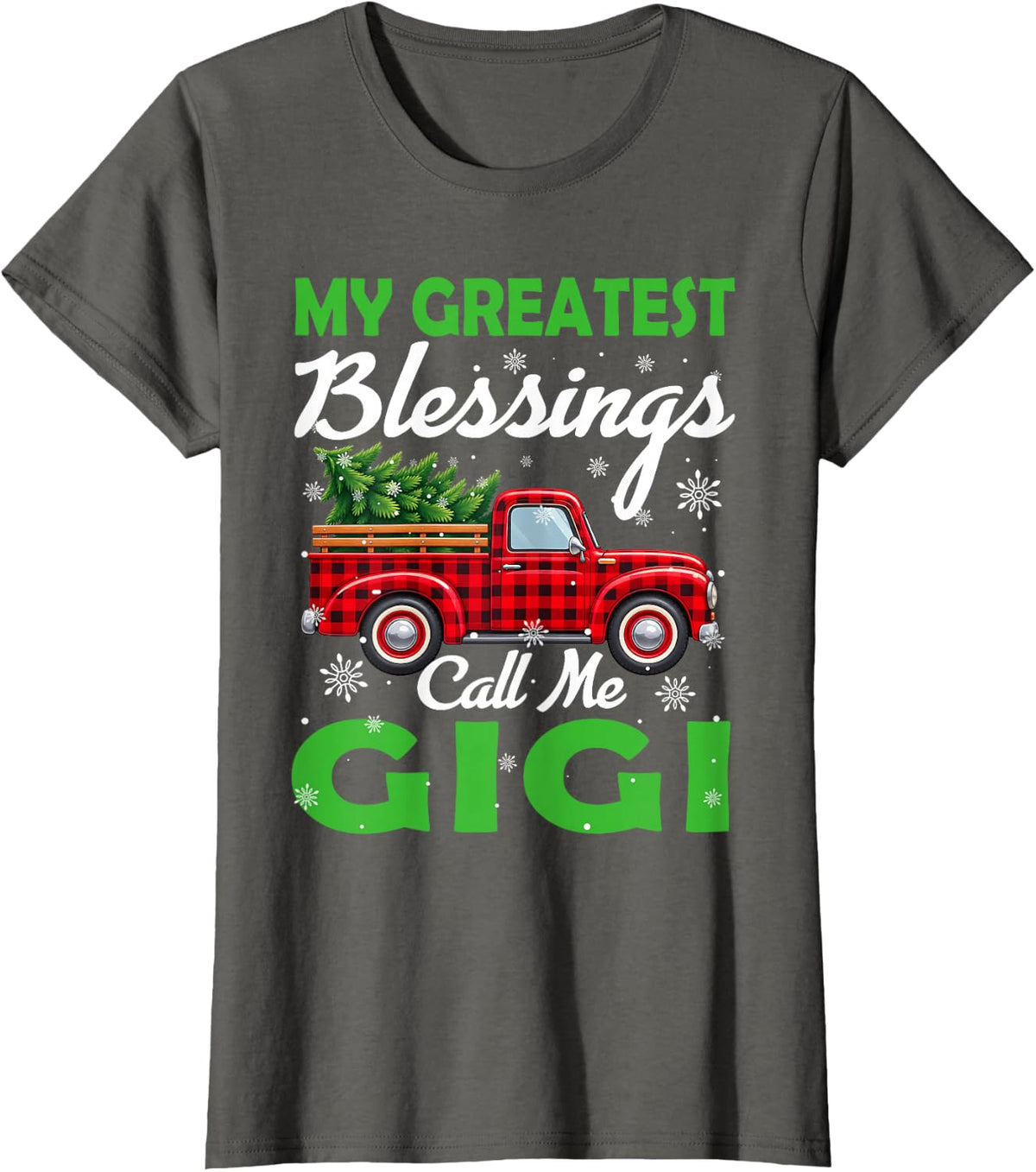 My Greatest Blessings Call Me Gigi Christmas Tree T-Shirt - Asphalt Grey