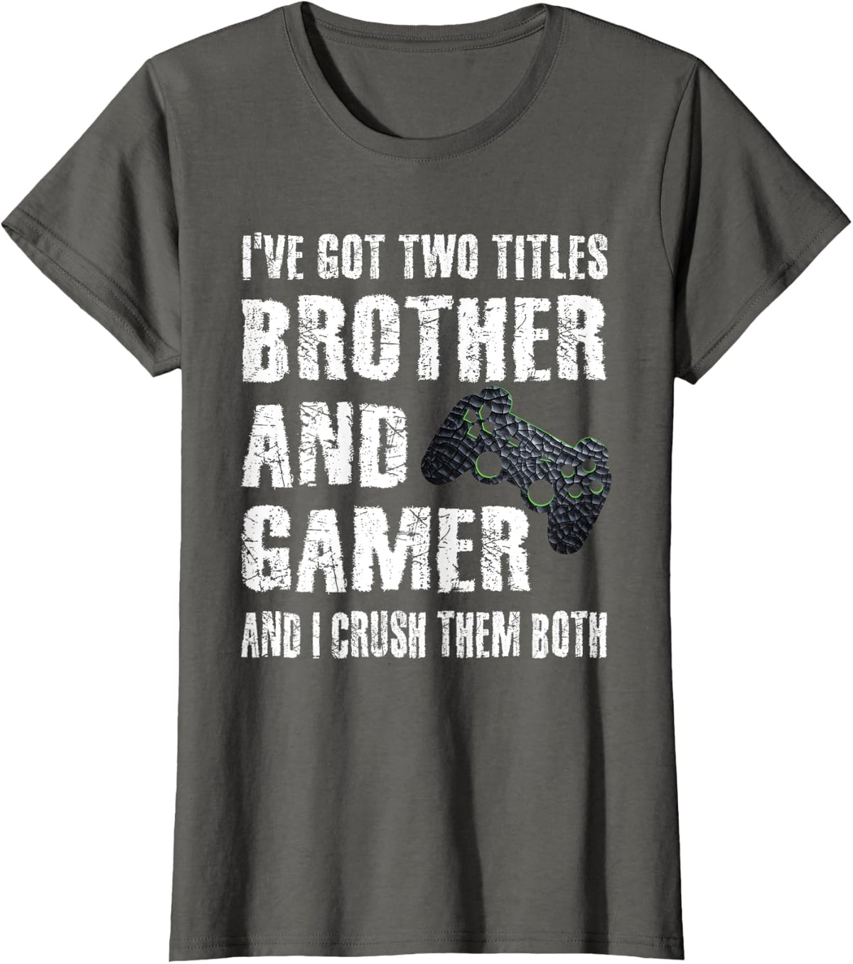 Brother And Gamer Video Games Saying Gaming Boys Kids Teens T-Shirt - Asphalt Grey
