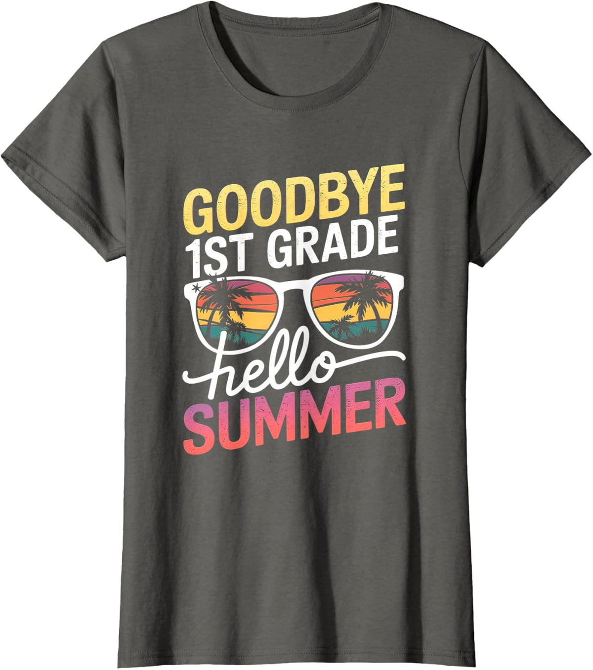 Goodbye 1st Grade Hello Summer Last Day Of School Boys Kids T-Shirt - Asphalt Grey