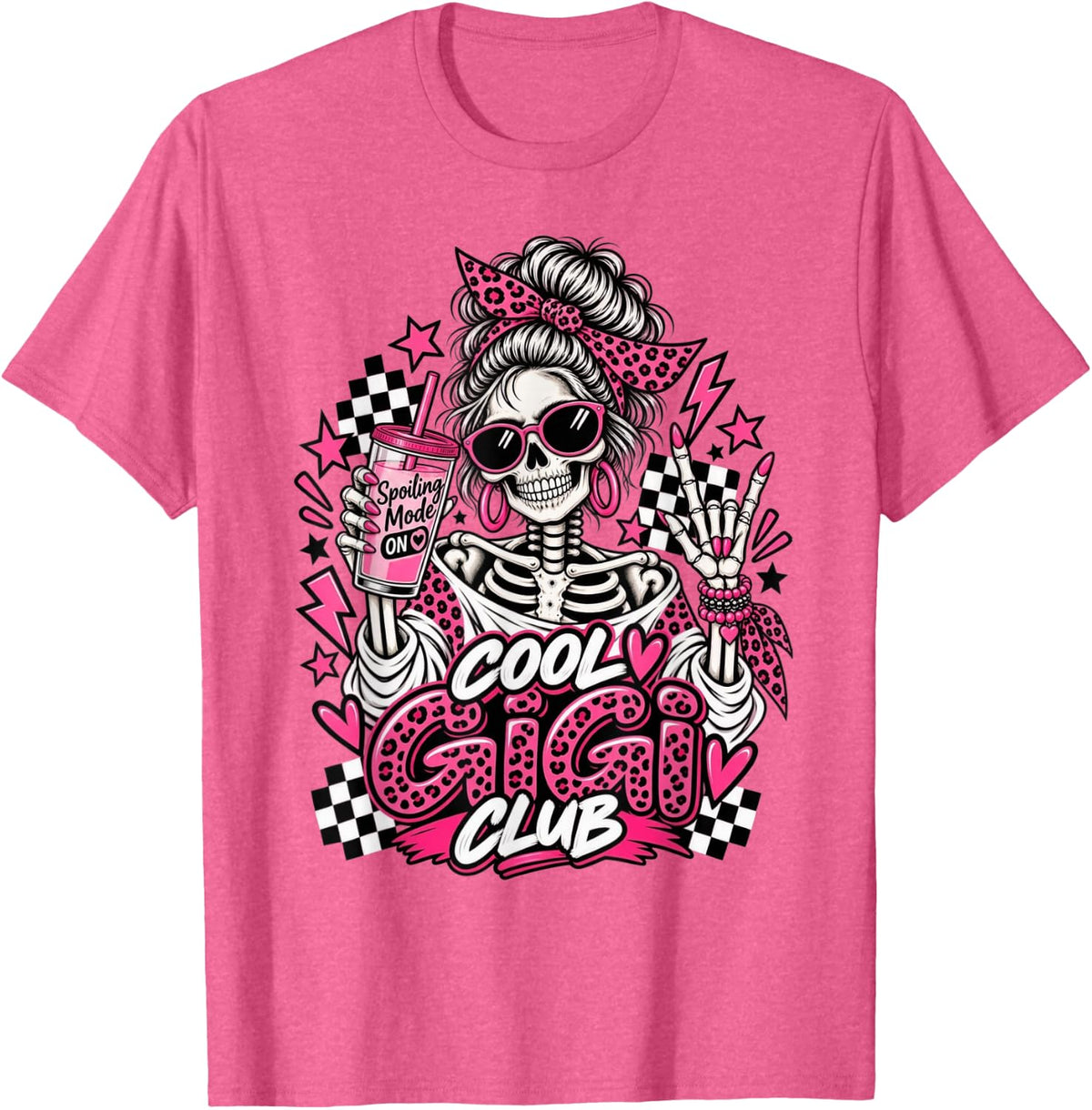 Gigi Messy Bun Cool Gigi Club T-Shirt - Pink Heather