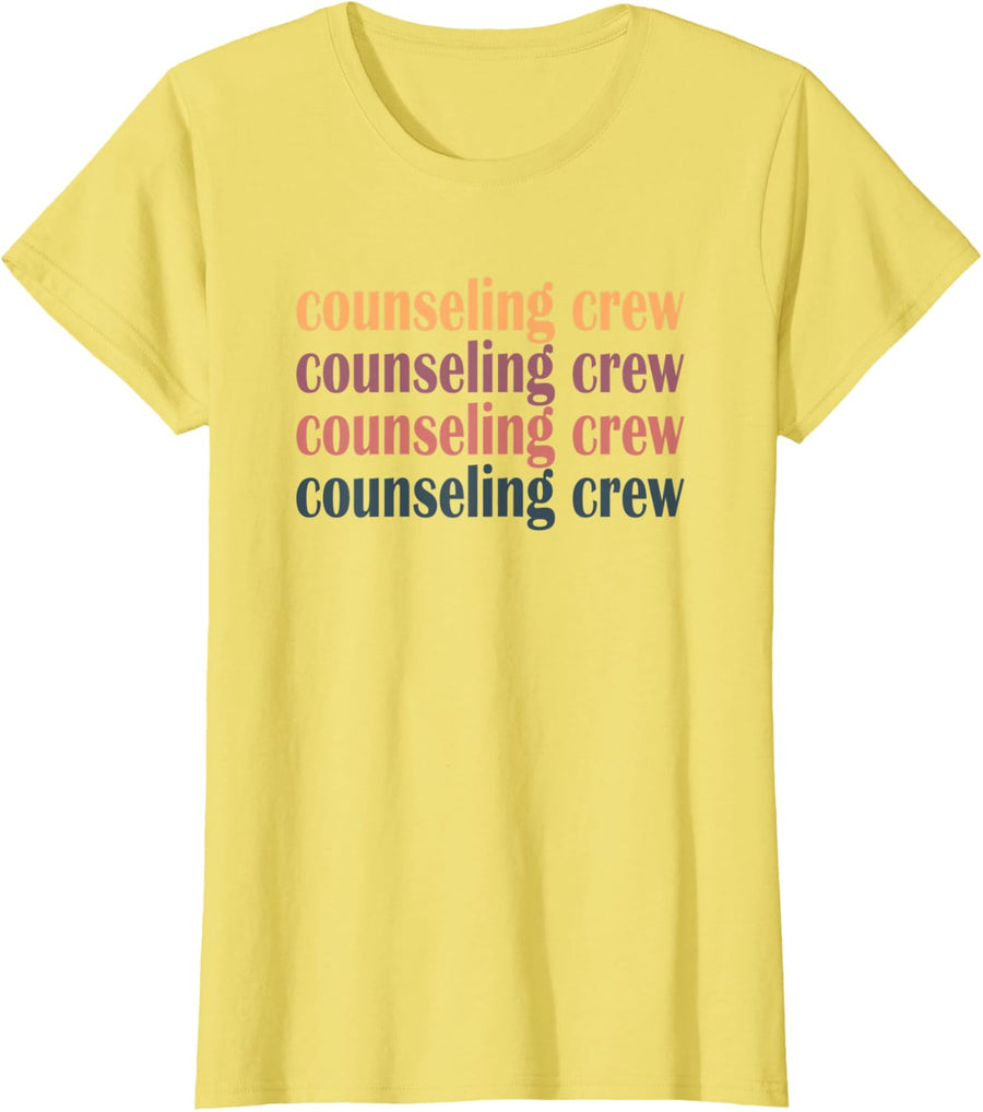 Counselor Crew Teacher School Counseling Squad Therapist T-Shirt for Men Women - Lemon Yellow
