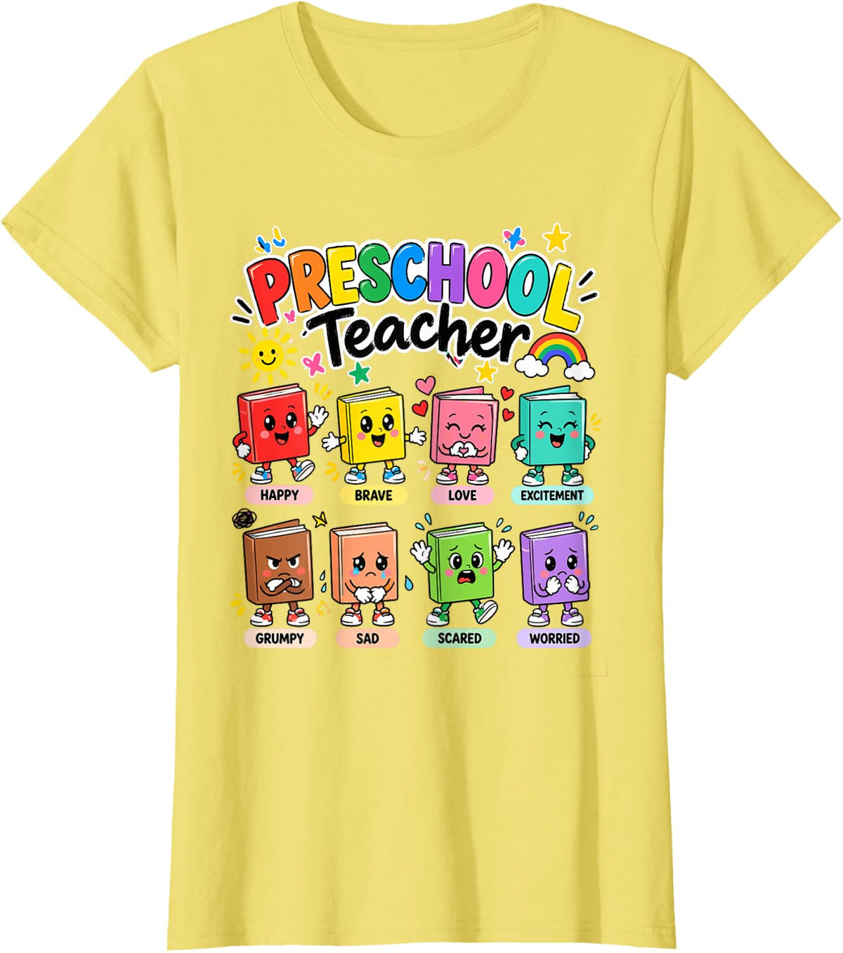 Preschool Teacher Emotions Feelings Funny Teaching Prekids T-Shirt - Lemon Yellow