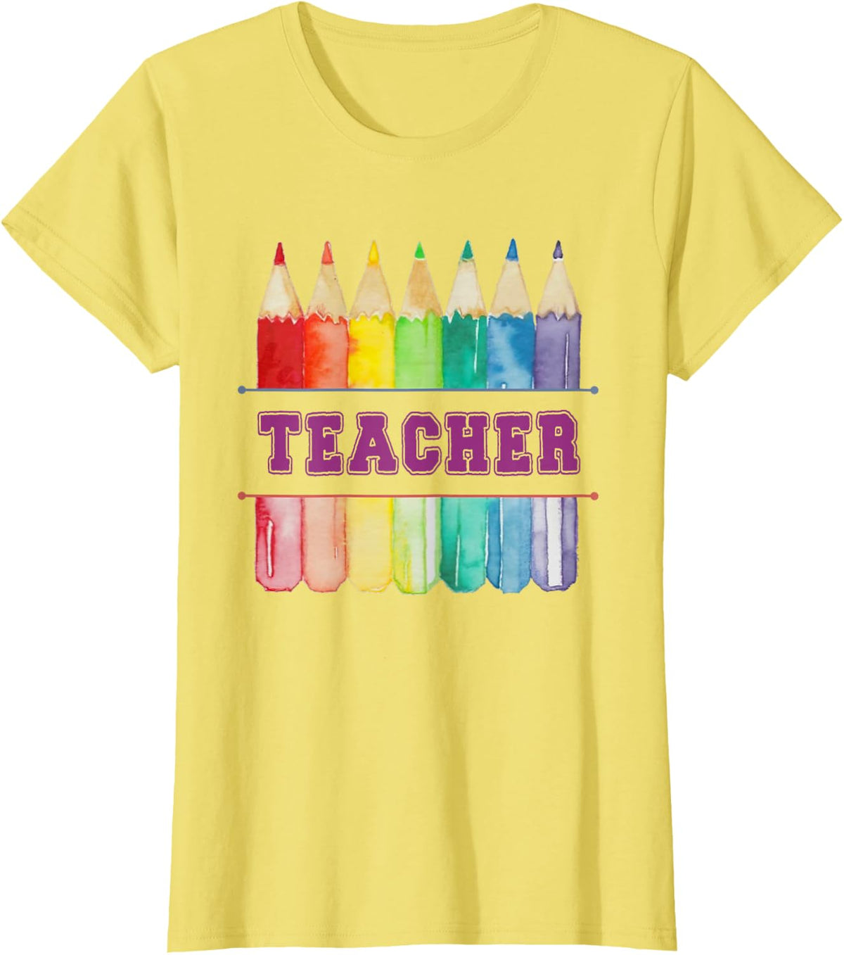 Teacher Back to School Colouring Colored Pencil Teacher T-Shirt - Lemon Yellow