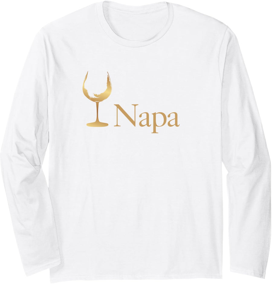 Gold Napa Valley California Wine Long Sleeve T-Shirt - Adult Unisex White