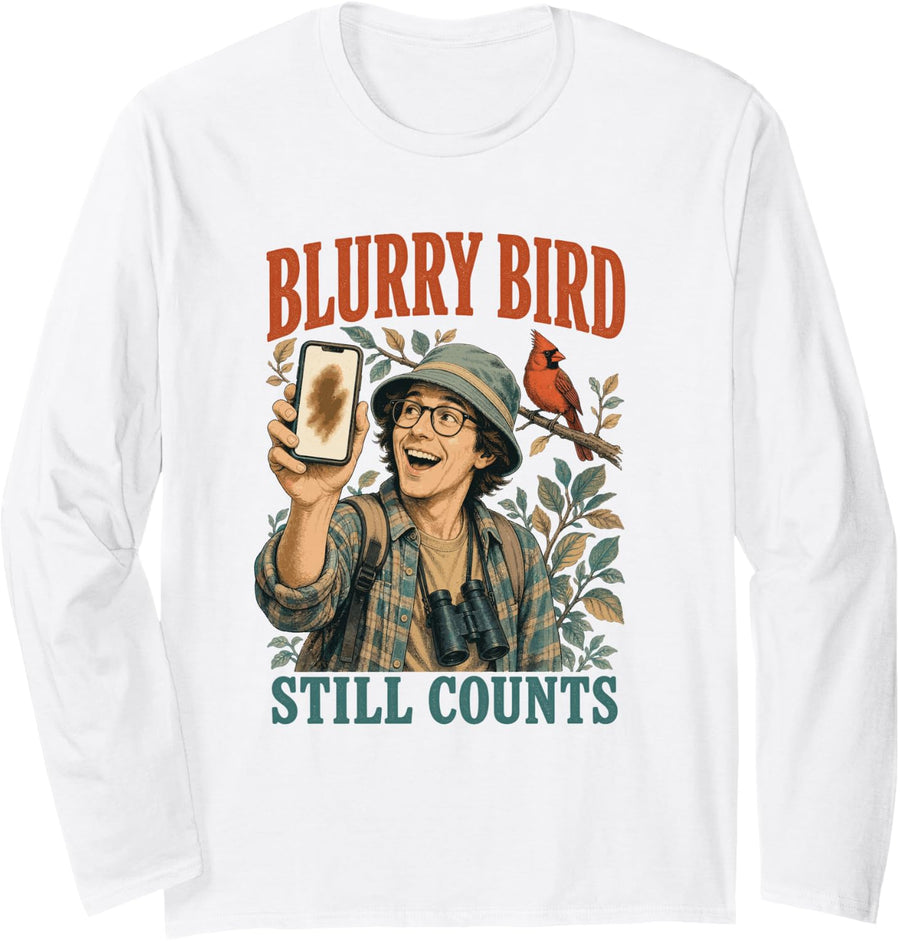 Bird Watching Birding Long Sleeve T-Shirt - Adult Unisex White