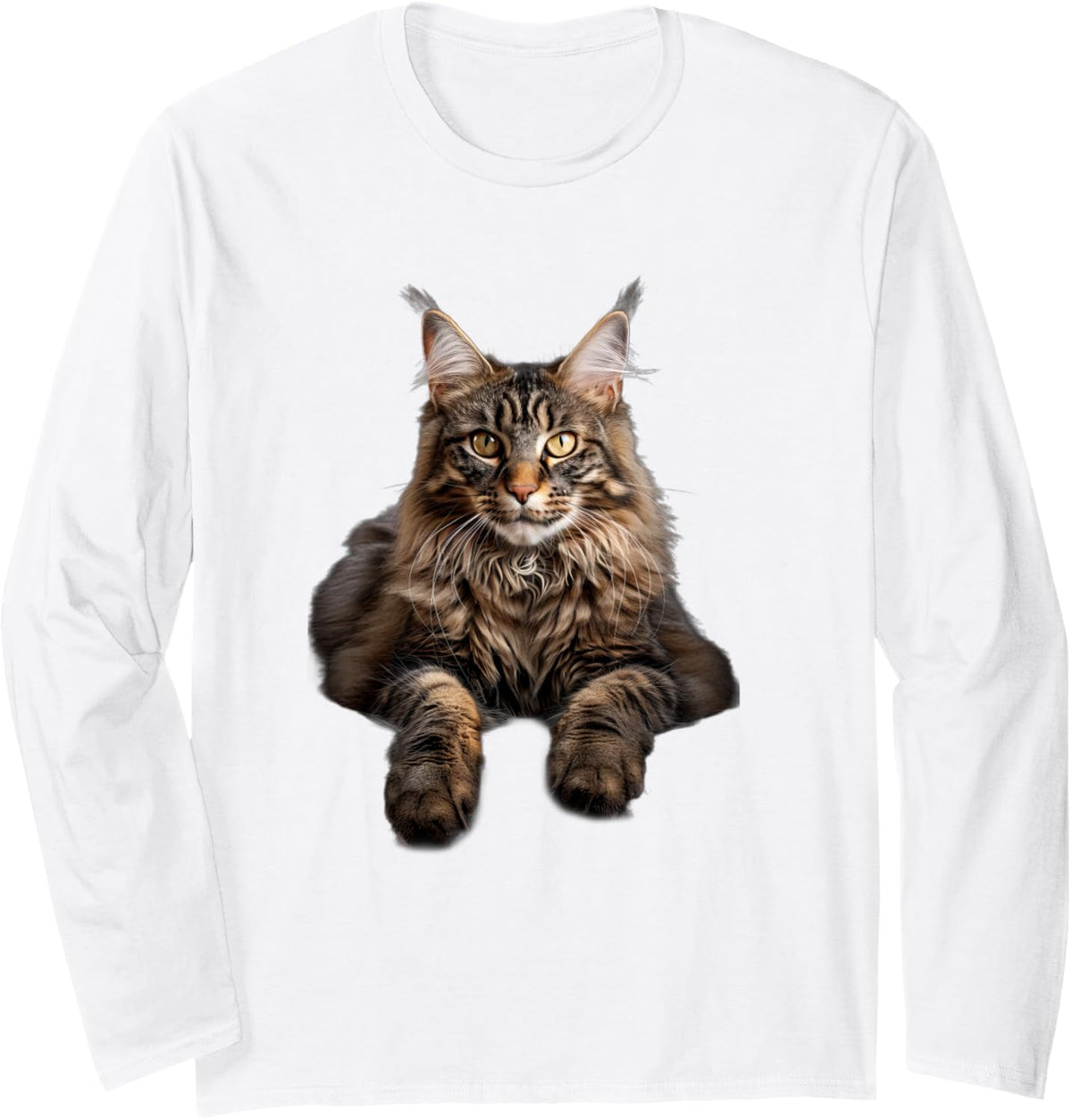 Maine Coon Long Sleeve T-Shirt - Adult Unisex White