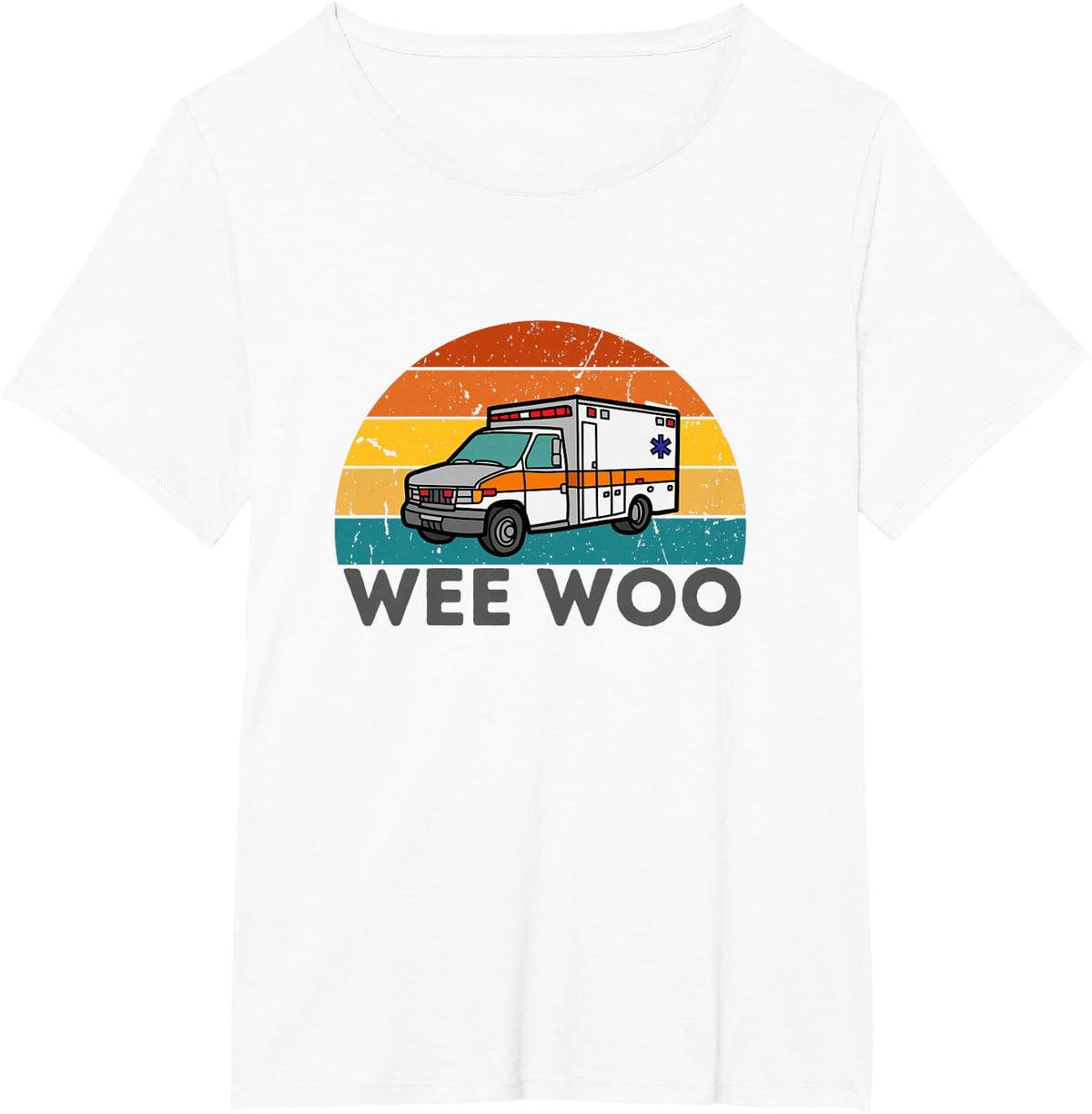 Vintage Wee Woo Ambulance AMR Funny EMS EMT Paramedic. T-Shirt - White