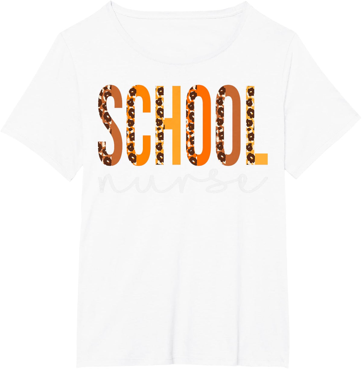School Nurse leopard Squad Cute Fall Autumn Thanksgiving T-Shirt - White