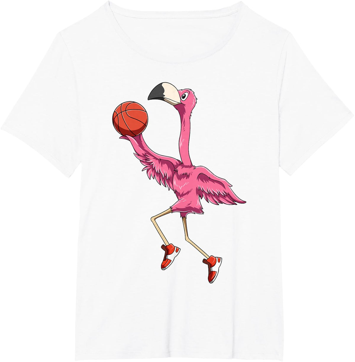 Flamingo Basketball Flamingo Playing Basketball Flamingo T-Shirt - White