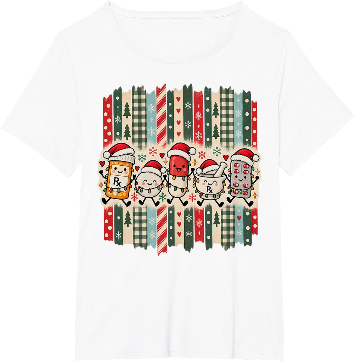 Cute Doodle Christmas Pharmacist Pharmacy Tech Medical Humor T-Shirt - White