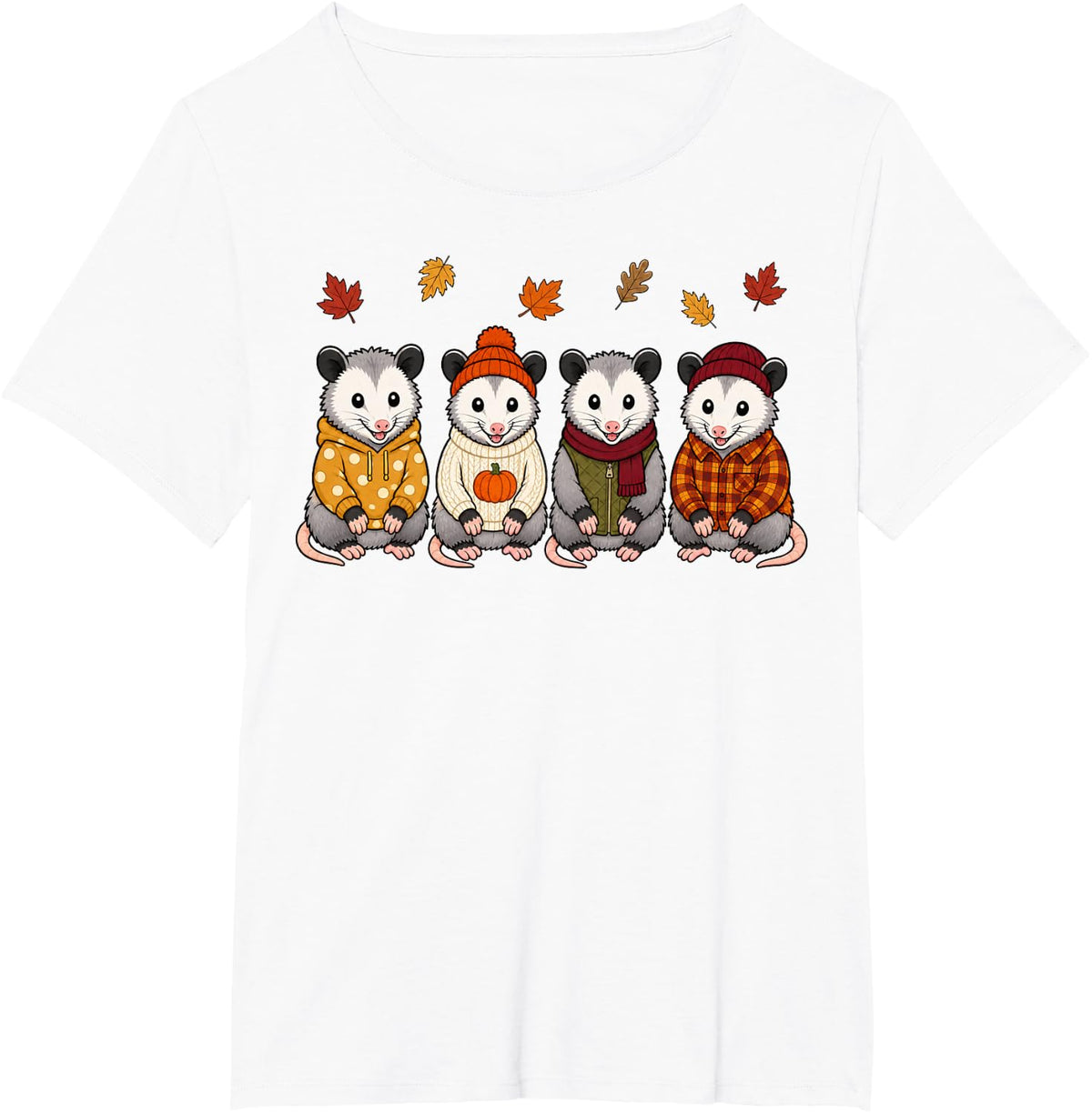 Opossum Fall Autumn Season Pumpkin Possum T-Shirt - White