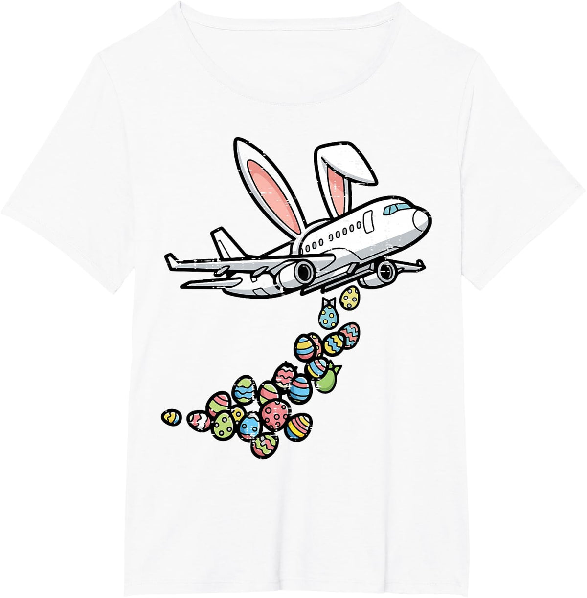 Easter Airplane Bunny Eggs Aircraft Pilot Men Women Kids T-Shirt - White