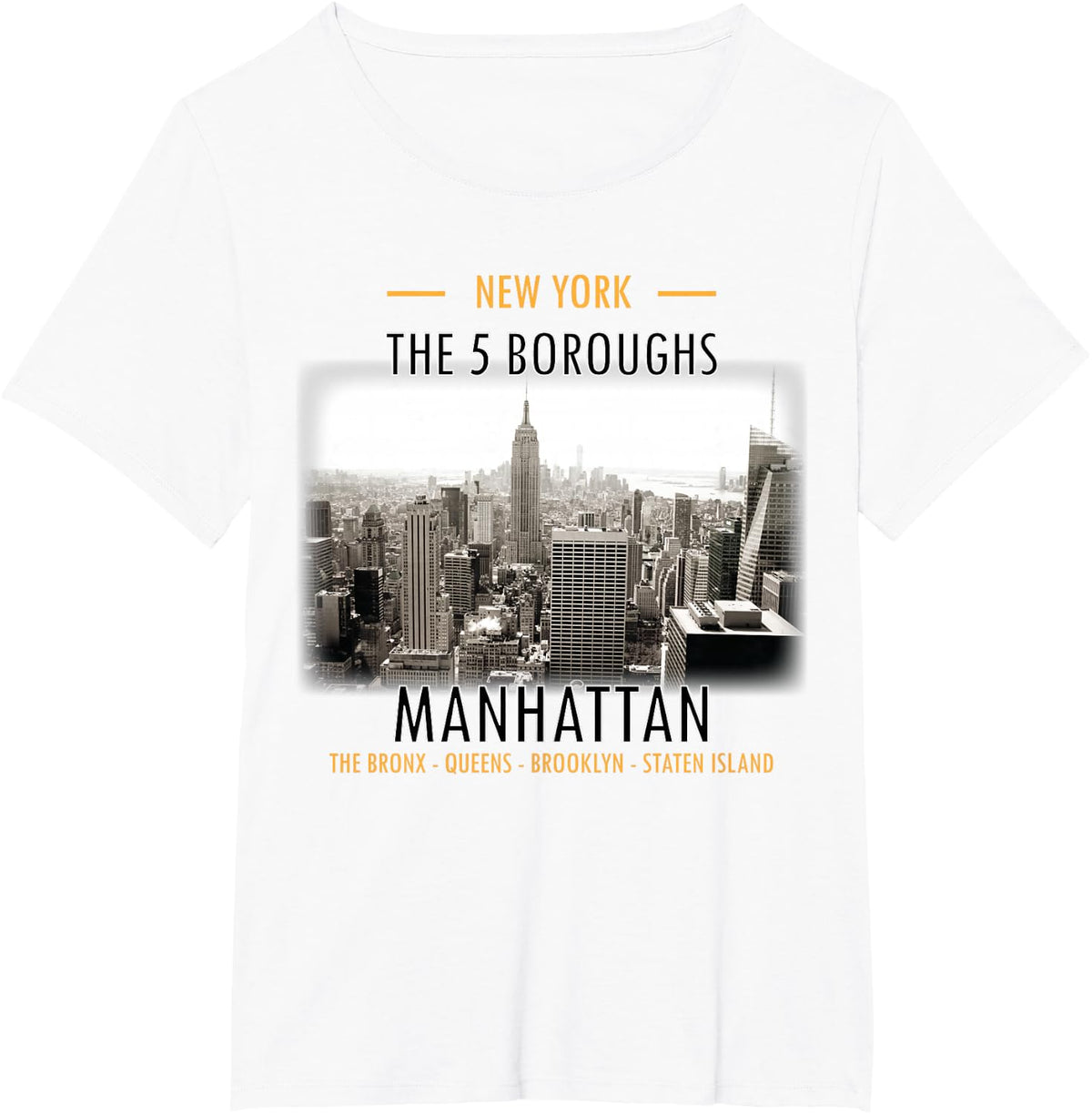 New York the 5 Boroughs Manhattan Bronx Queens Staten Island T-Shirt - White