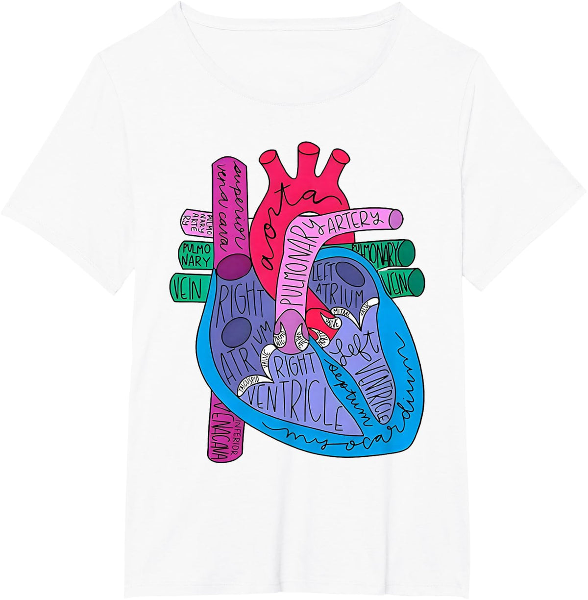 Anatomical Heart Cardiac Nurse Practioner Nursing Student T-Shirt - White