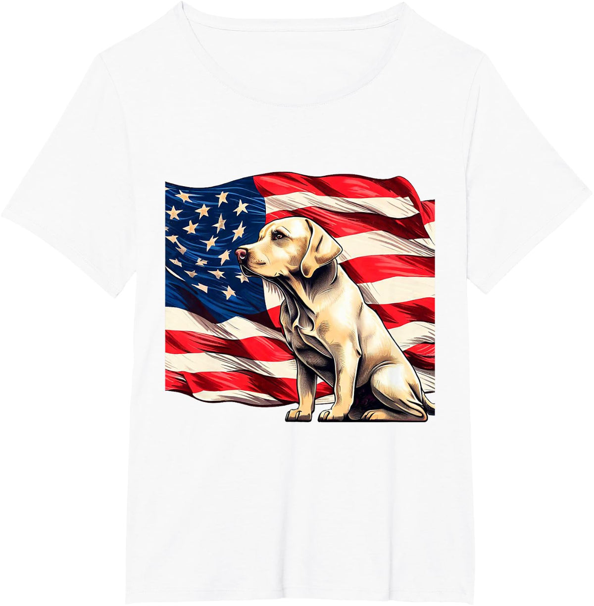Patriotic Labrador American Flag T-Shirt - White