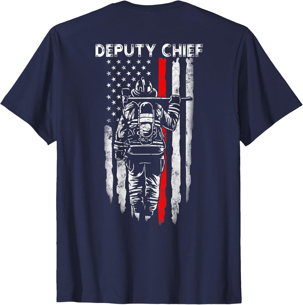Deputy Fire Chief American flag gifts Patriotic Firefighter T-Shirt - Navy Blue