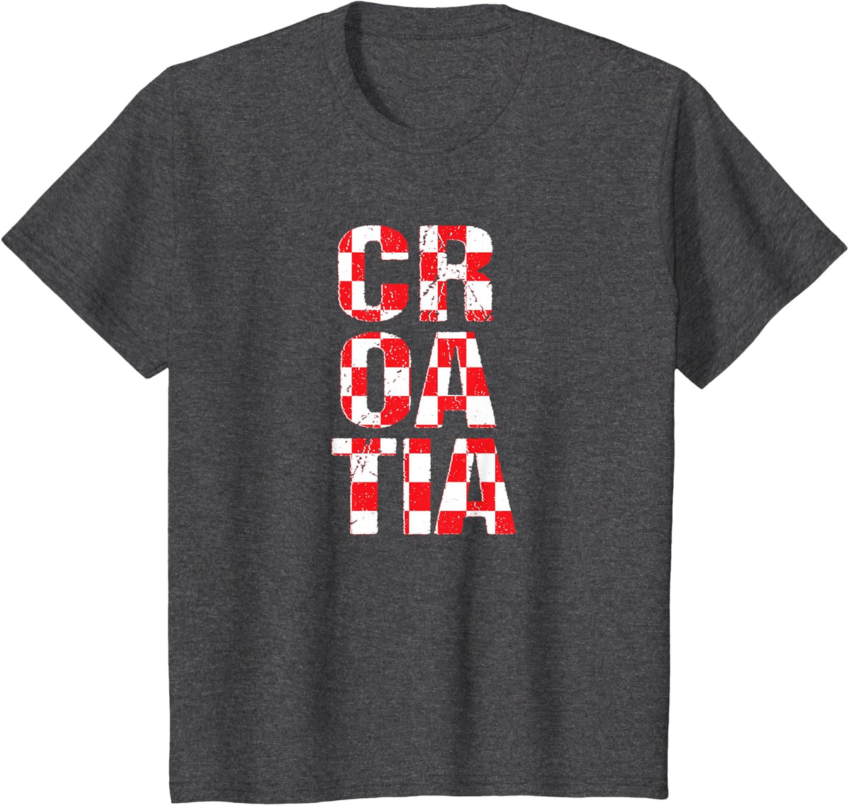 Croatia Tshirt Red White Checker Shirt T-Shirt - Dark Heather Grey