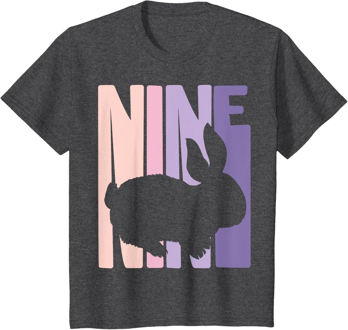 9th Birthday Gift Bunny Rabbit Fan 9 Years old Girl T-Shirt - Dark Heather Grey