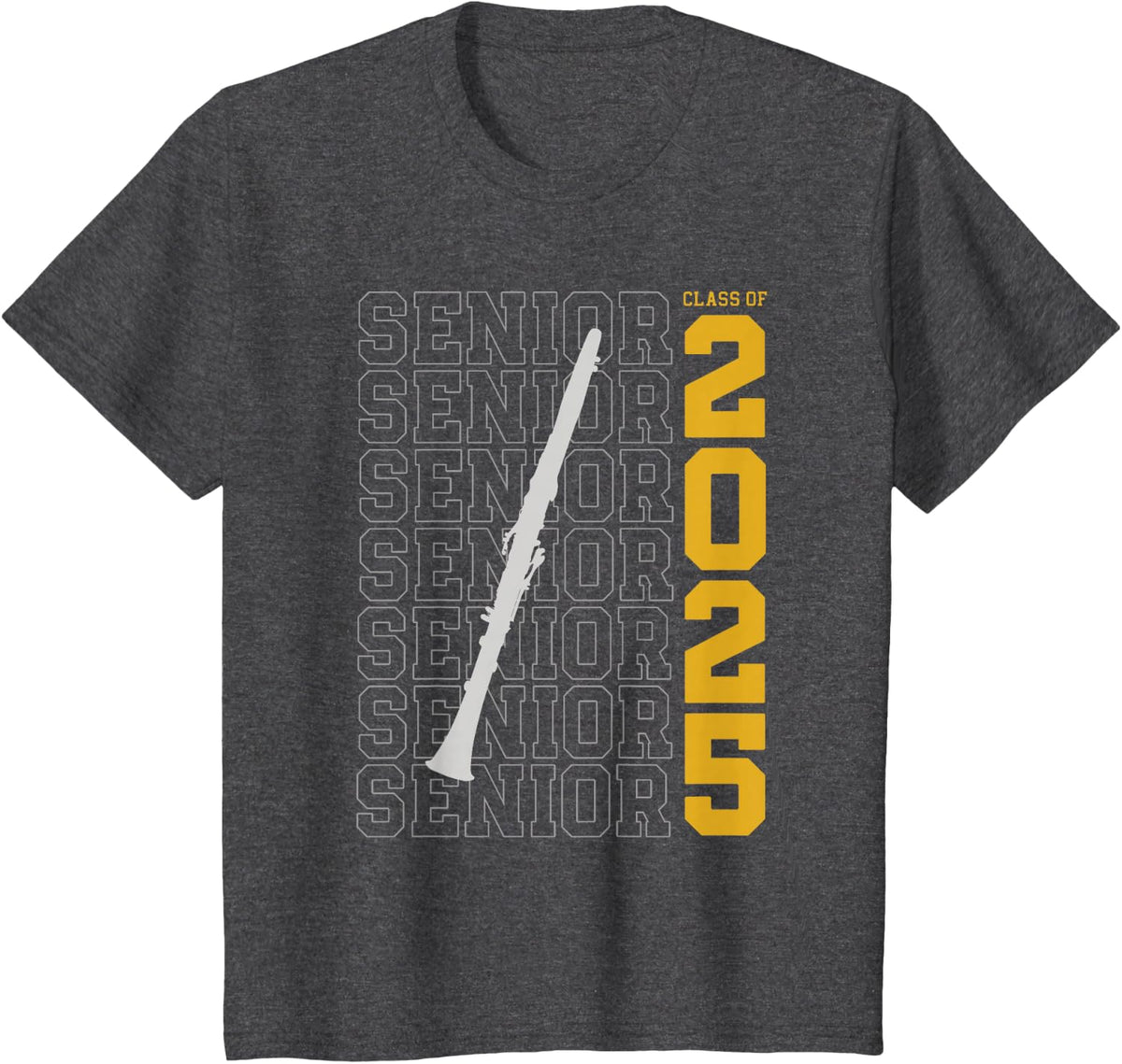 Class of 2025 Senior Clarinet for Clarinetist T-Shirt - Dark Heather Grey