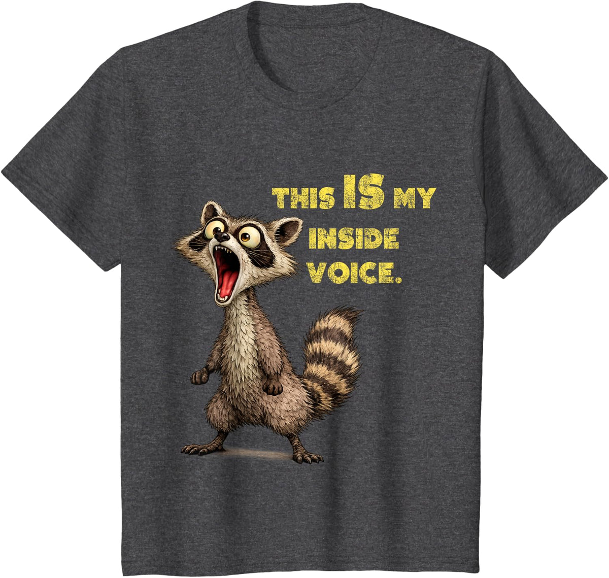 Funny Raccoon Trash Panda Meme This is My Inside Voice T-Shirt - Dark Heather Grey