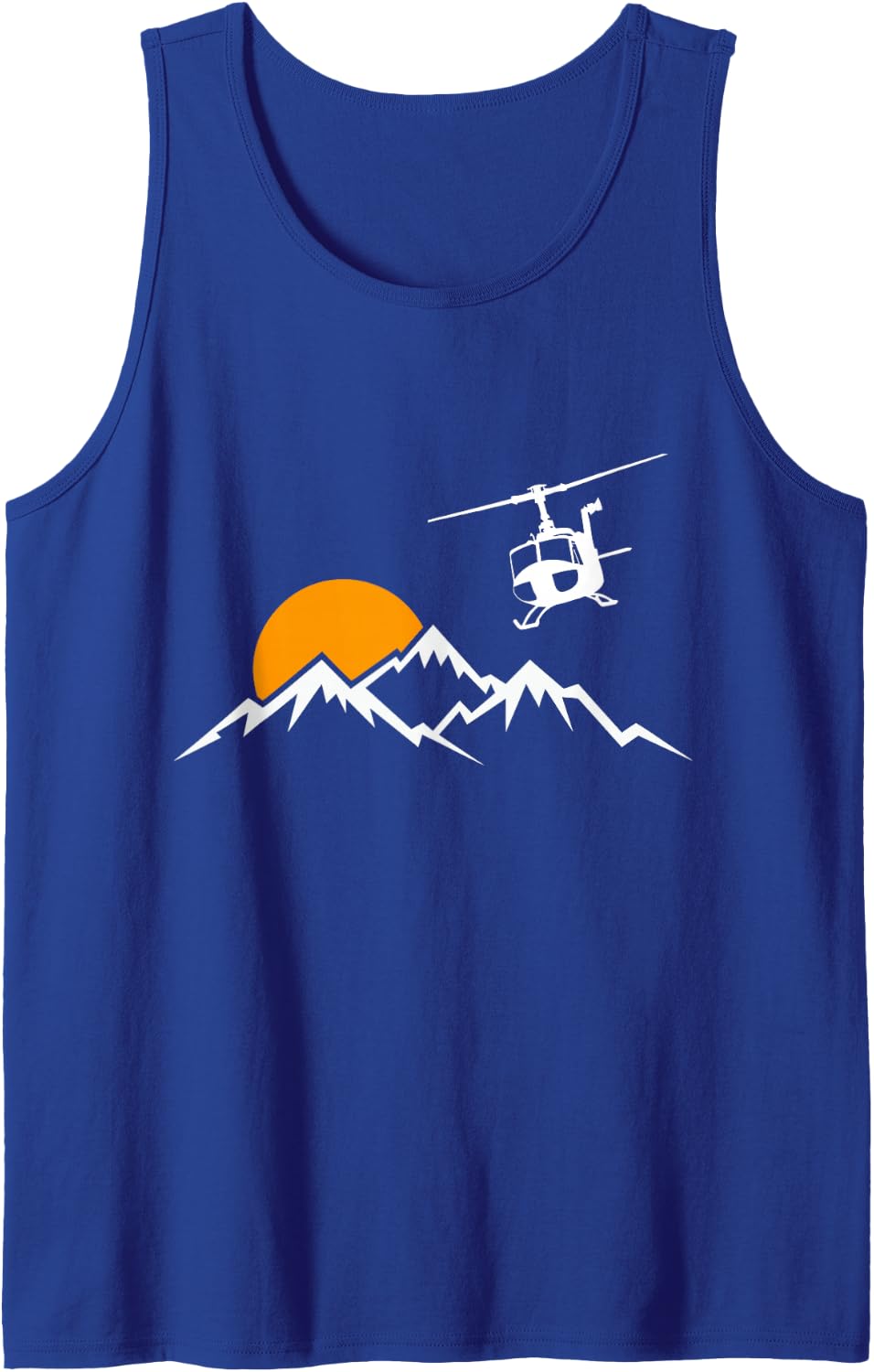UH-1 Huey Helicopter Flying Over Mountain Retro Sunset Tank Top - Royal Blue