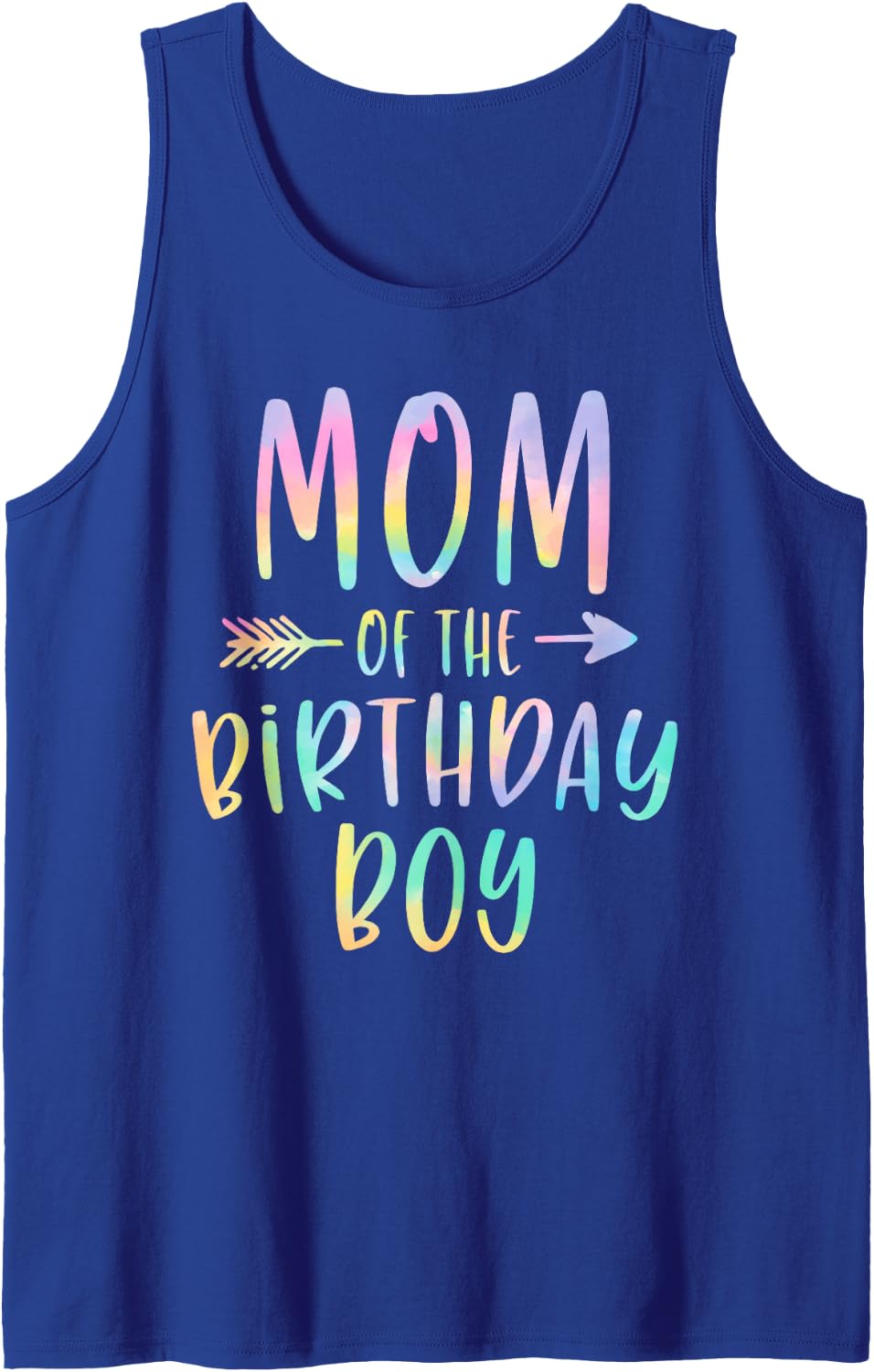 Mom of the Birthday Boy Tie Dye Colorful Bday Tank Top - Royal Blue