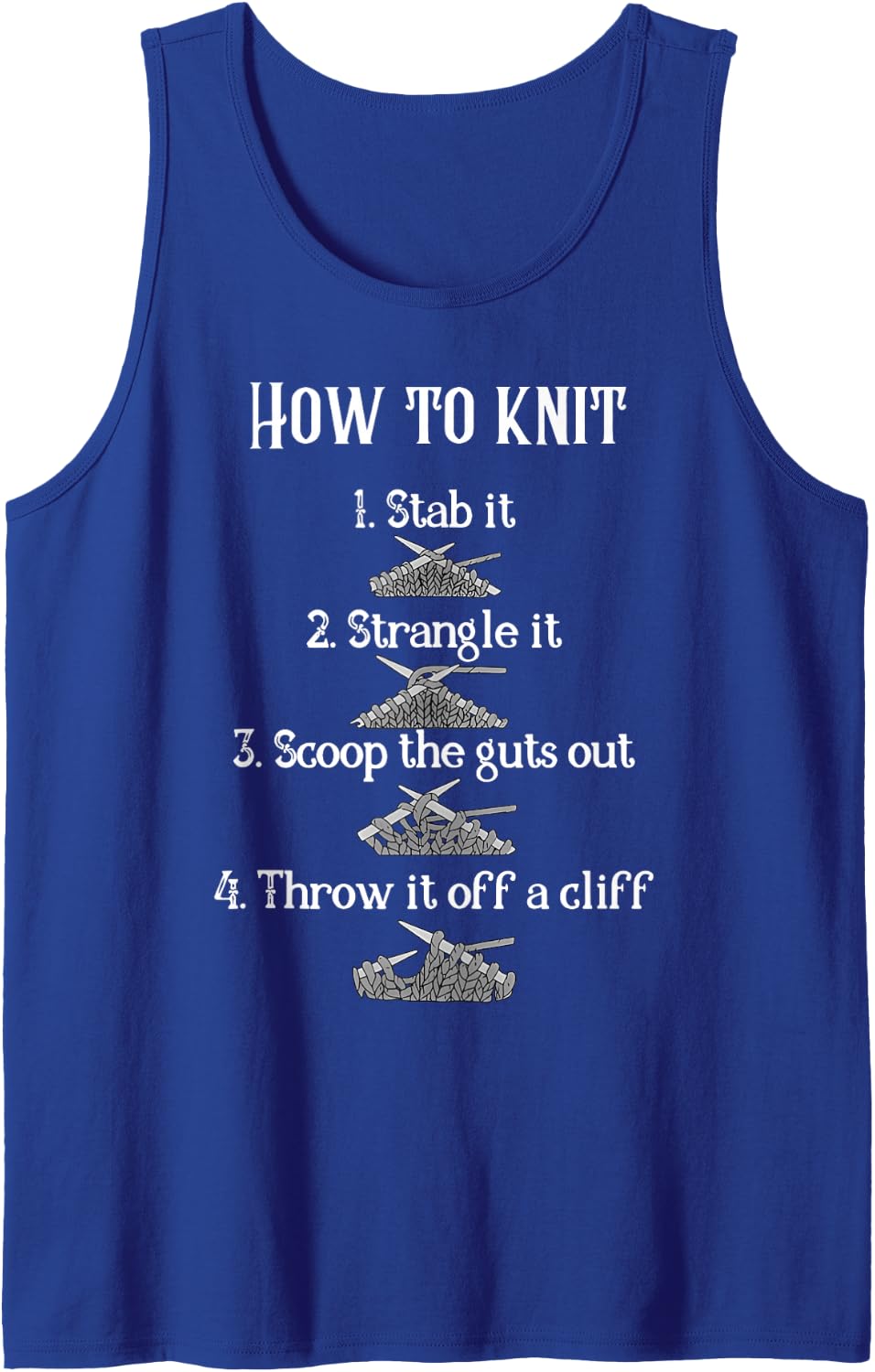 How to Knit Girl Women's Yarn Crochet Knitting Crocheting Sleeveless Tank Top - Royal Blue