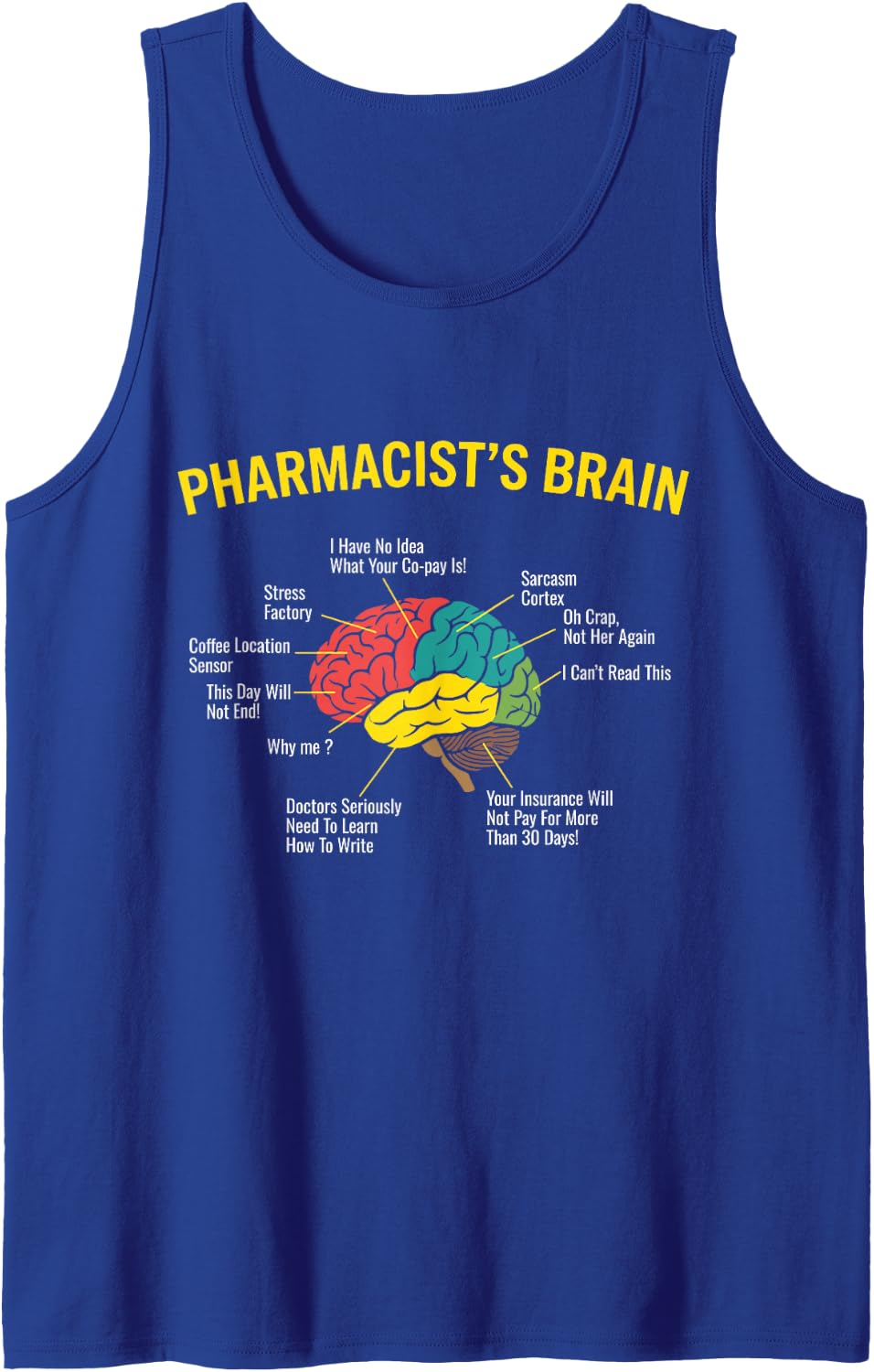Pharmacist Brain Funny Pharmacy Work Humor Tank Top - Royal Blue