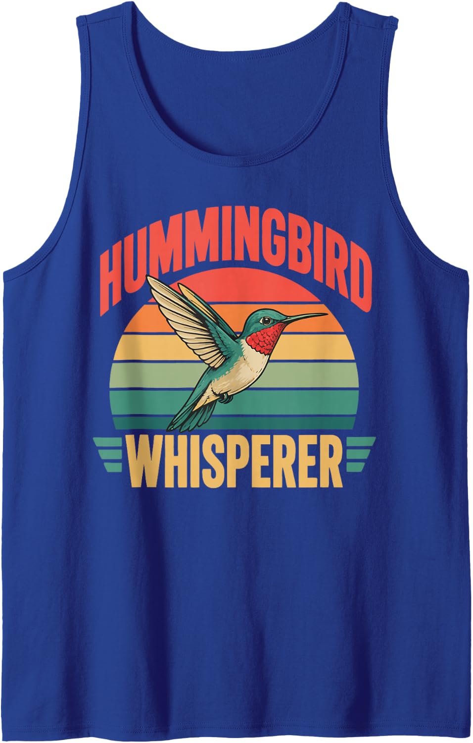 Vintage Hummingbird Lover Sleeveless Tank Top - Royal Blue
