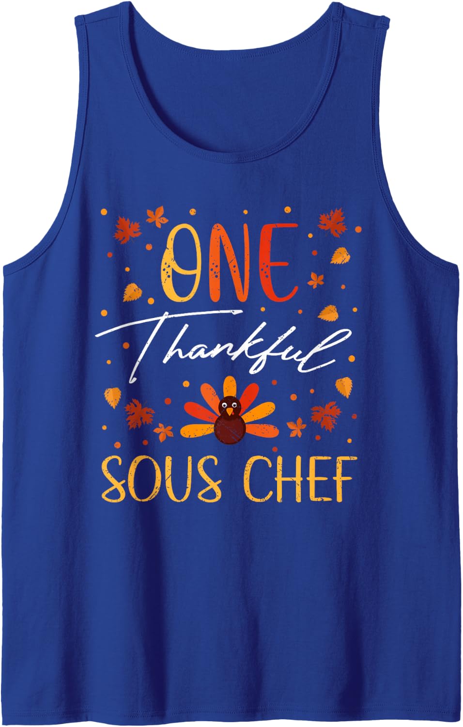 One Thankful Sous Chef Thanksgiving Fall Vintage Sleeveless Tank Top - Royal Blue