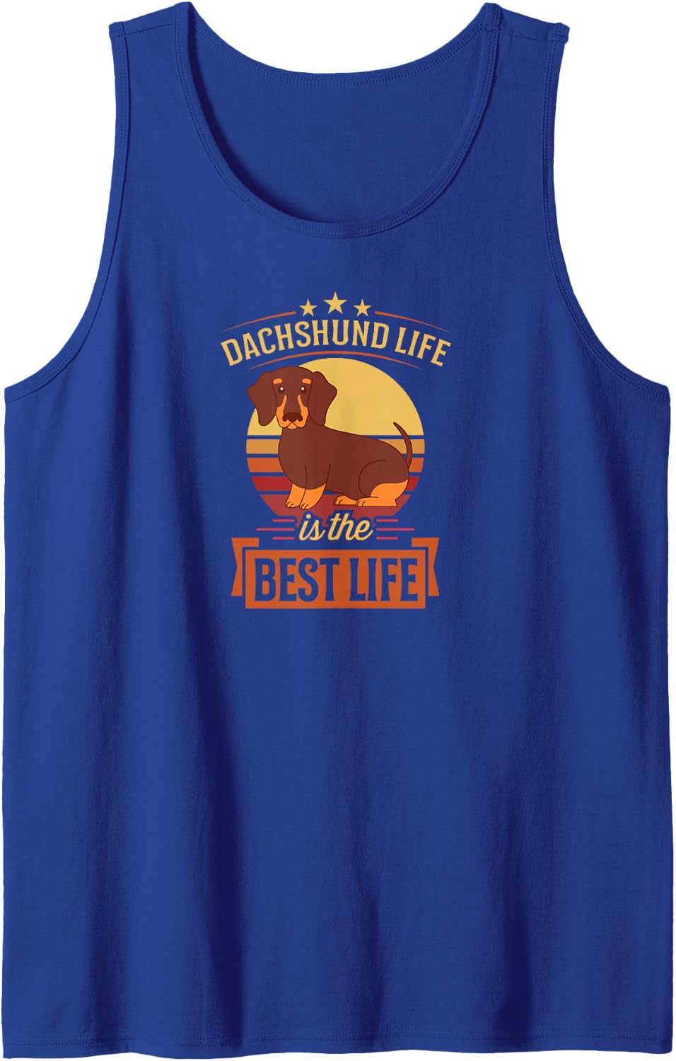 Dachshund Life is The Best Life Retro Style Dog Graphic Sleeveless Tank Top - Royal Blue