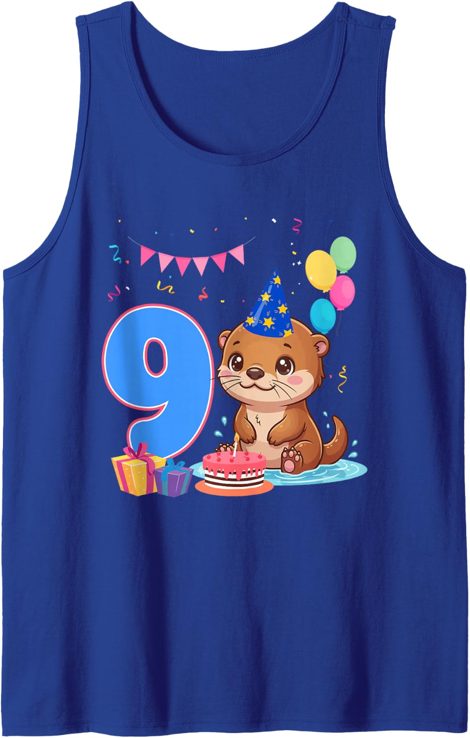 It's My 9th Birthday Otter Lover 9 Year Old Birthday Party Tank Top - Royal Blue