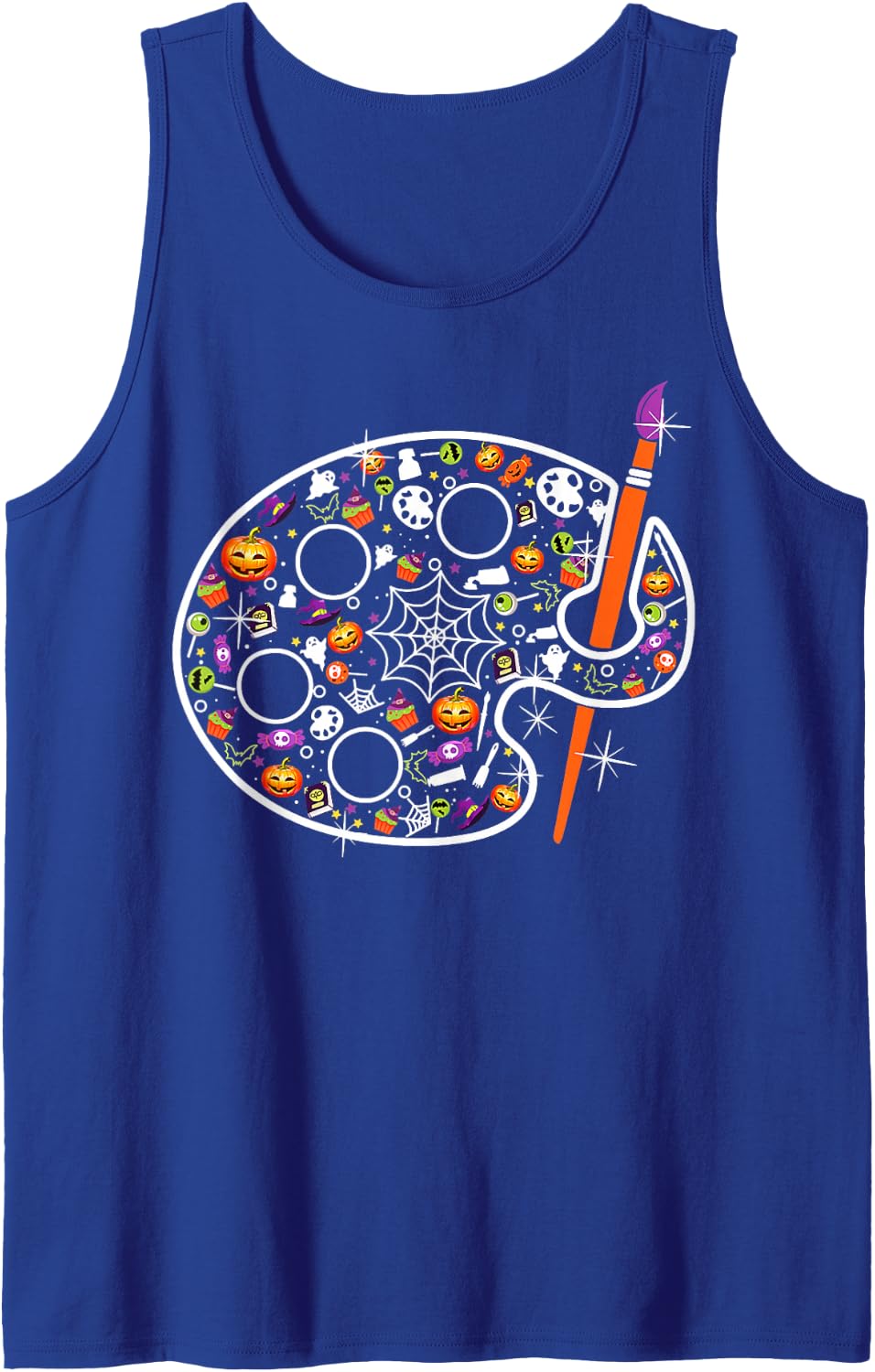 Funny Art Teacher Pumpkin Scary Halloween Costume Sleeveless Tank Top - Royal Blue