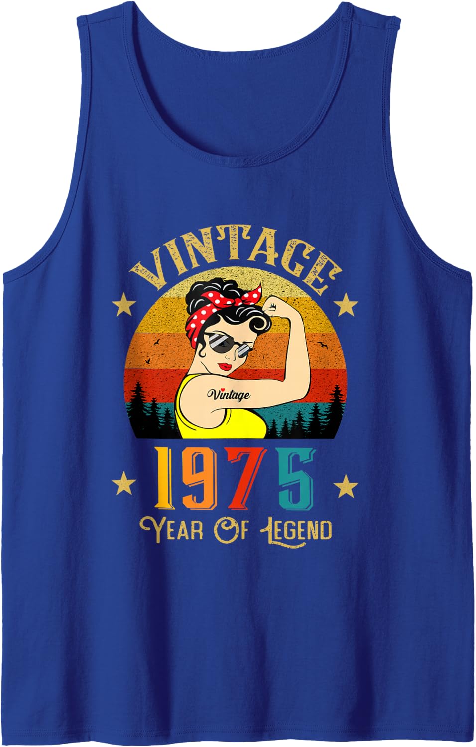Vintage 1975 Birthday Women 51 Years Old Funny Vintage 1975 Tank Top - Royal Blue