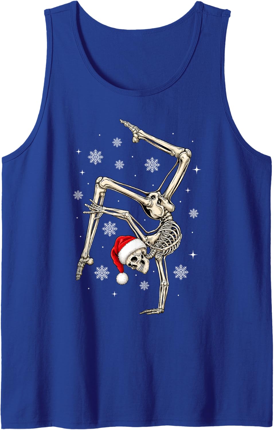 Funny Christmas Skeleton Gymnast Sleeveless Tank Top - Royal Blue