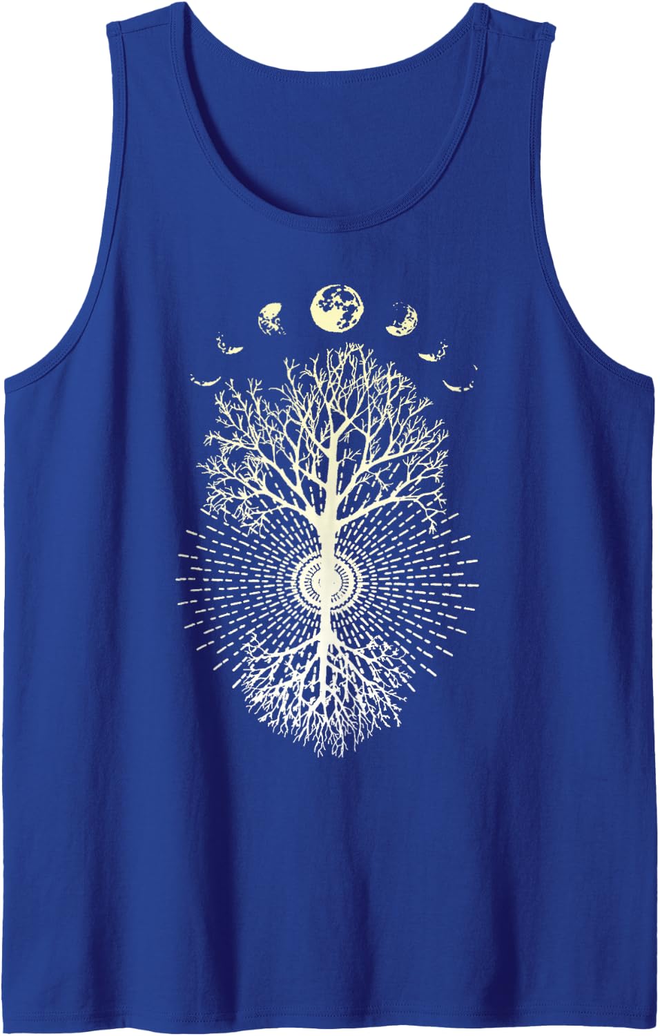 Phases of the Moon Tree Tank Top - Royal Blue