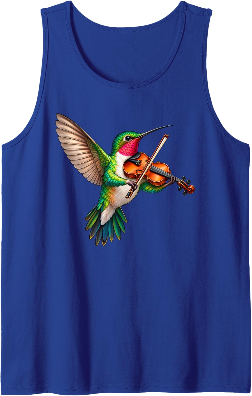 Cute Hummingbird Bird Playing Violin Musician Music Sleeveless Tank Top - Royal Blue