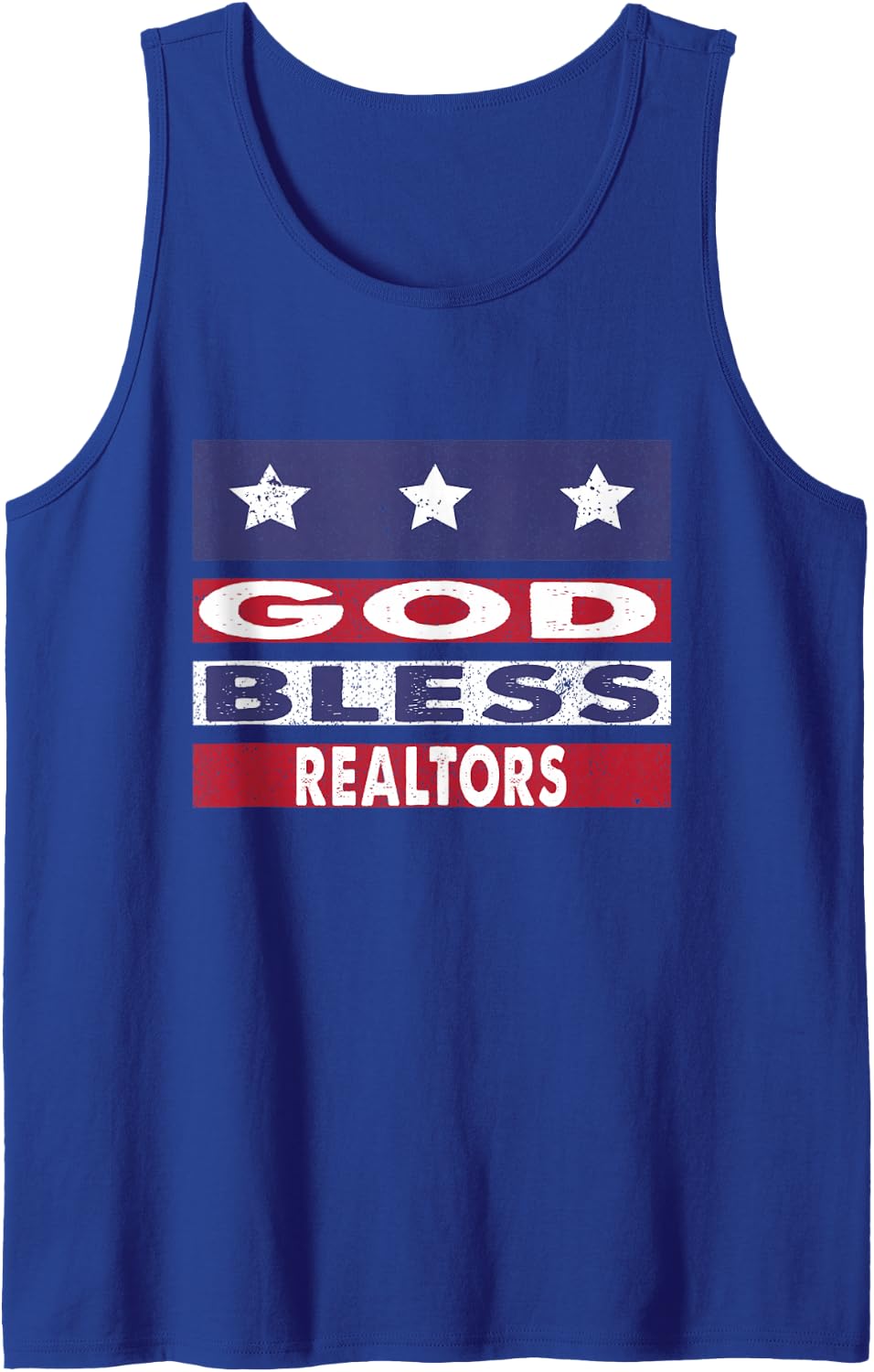 God Bless Realtors Patriotic Christian Retirement Gift Sleeveless Tank Top - Royal Blue