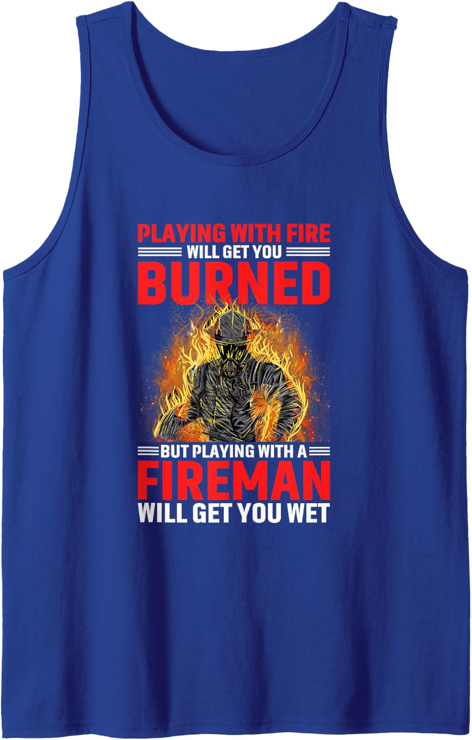 Firefighter Father Firemen Playing with A Fireman Sleeveless Tank Top - Royal Blue