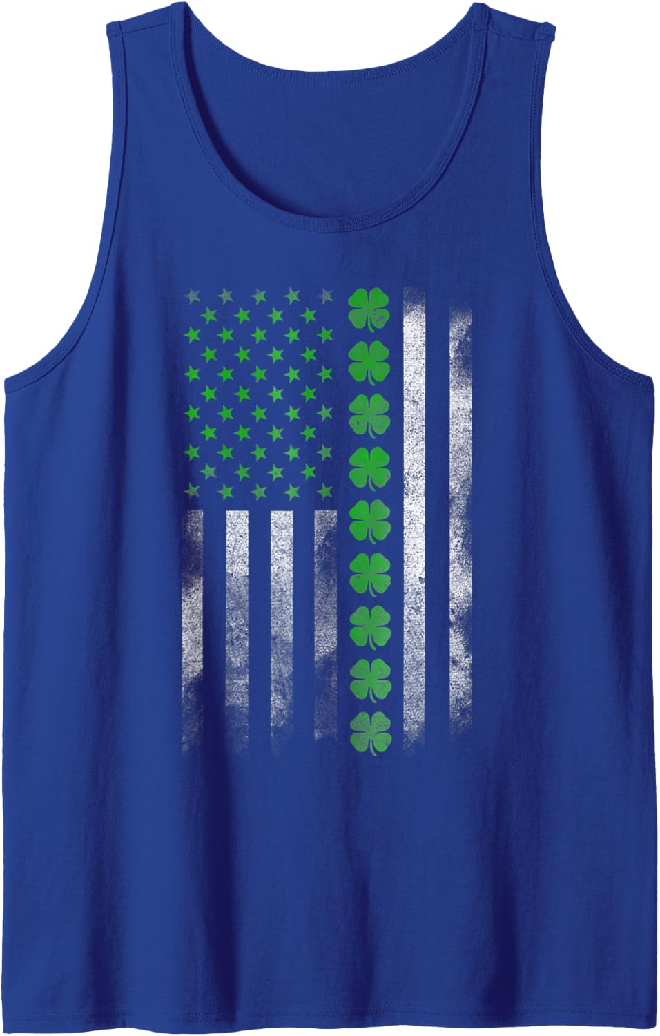 US American Flag with Shamrocks St Patricks Day Sleeveless Tank Top - Royal Blue